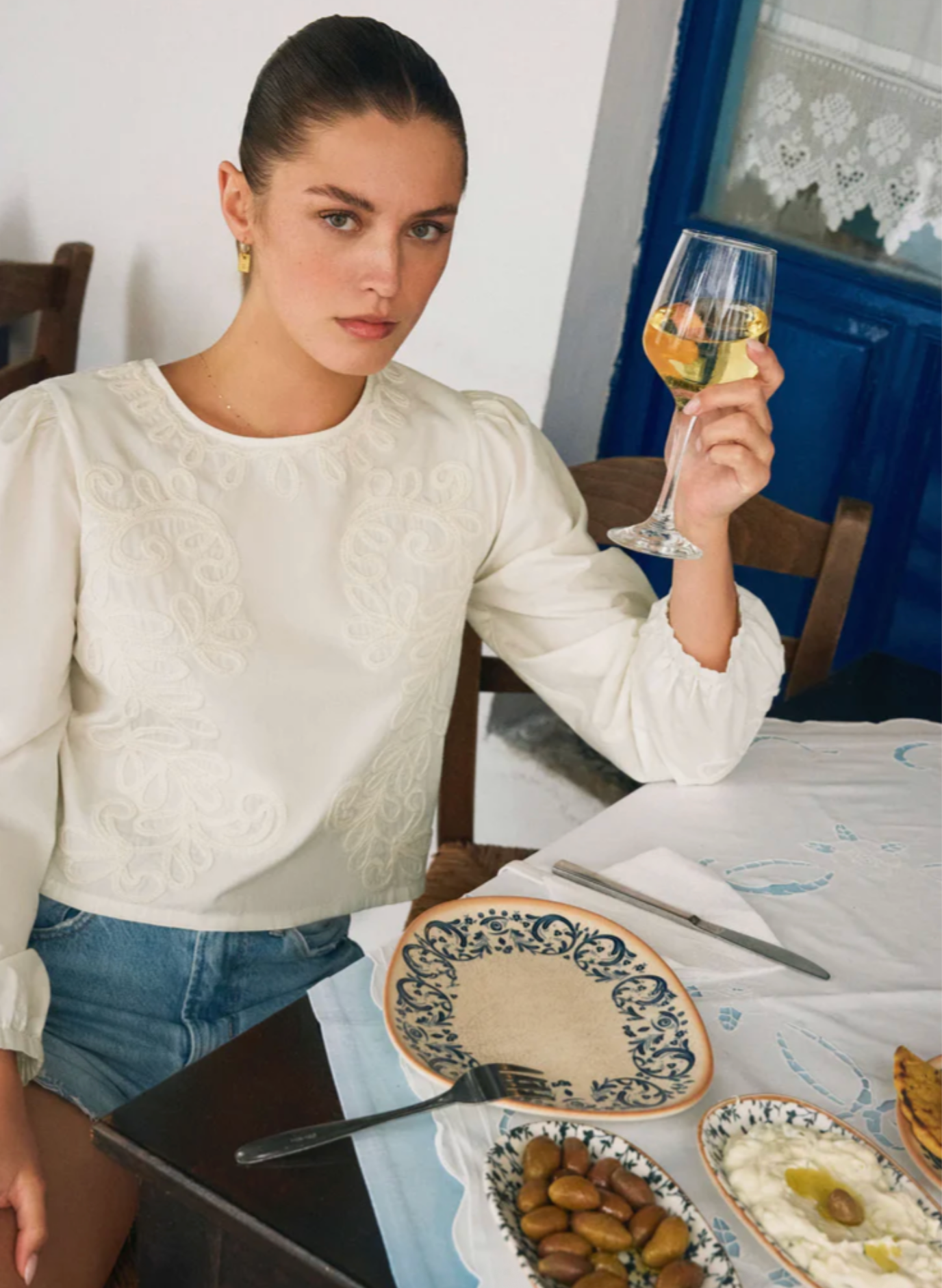 Tatiana Poplin Top - White