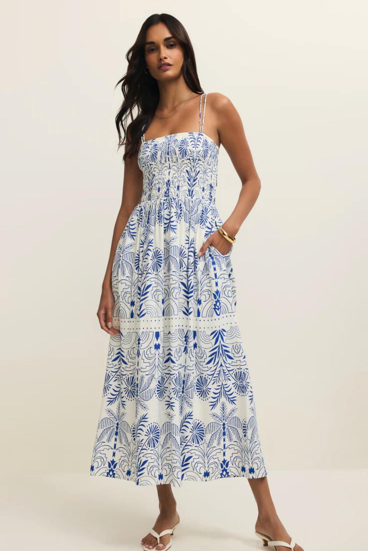 Nadine Palm Maxi Dress - Nautical