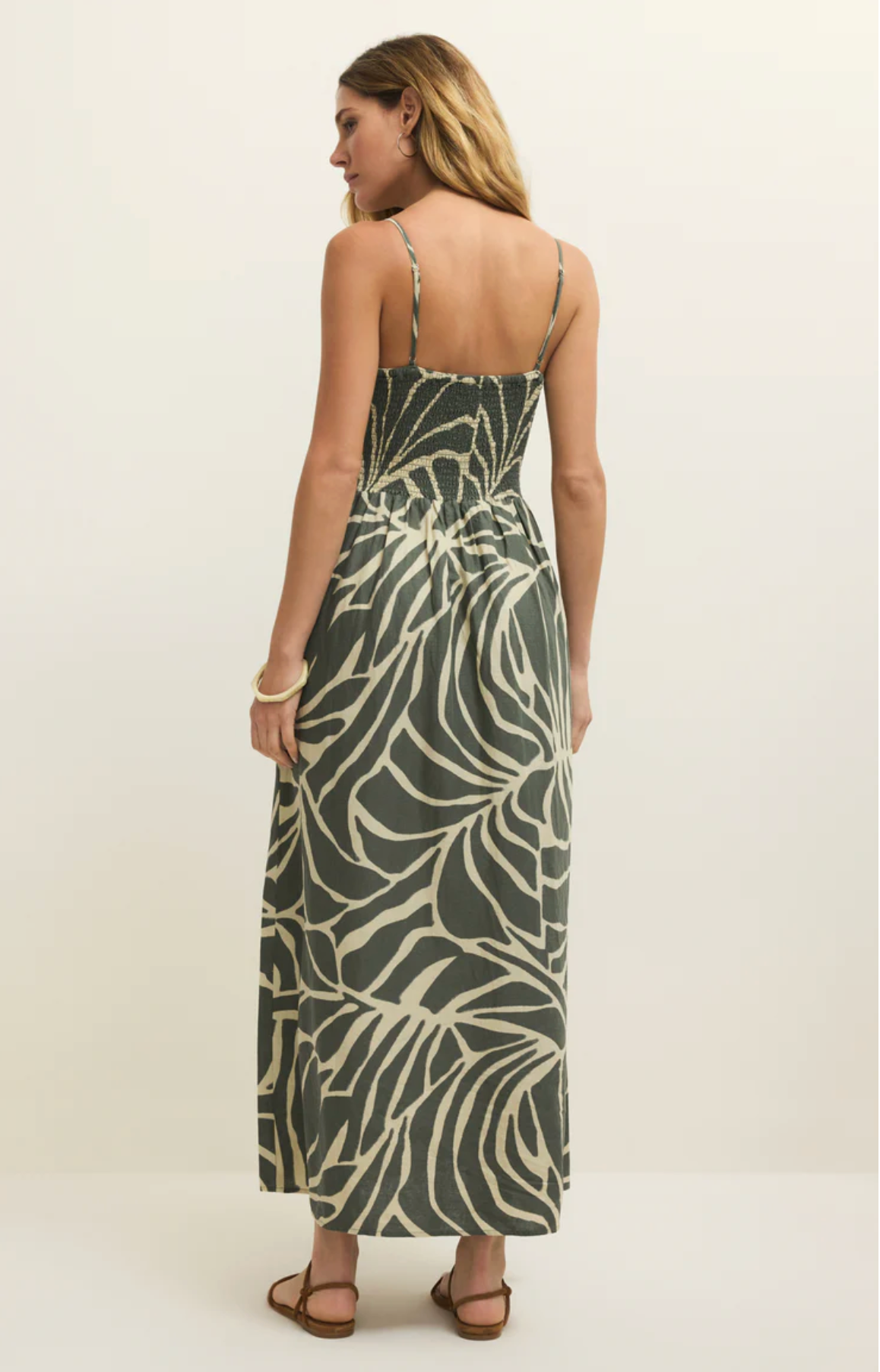 Bayside Tova Palm Midi Dress - Tea Leaf
