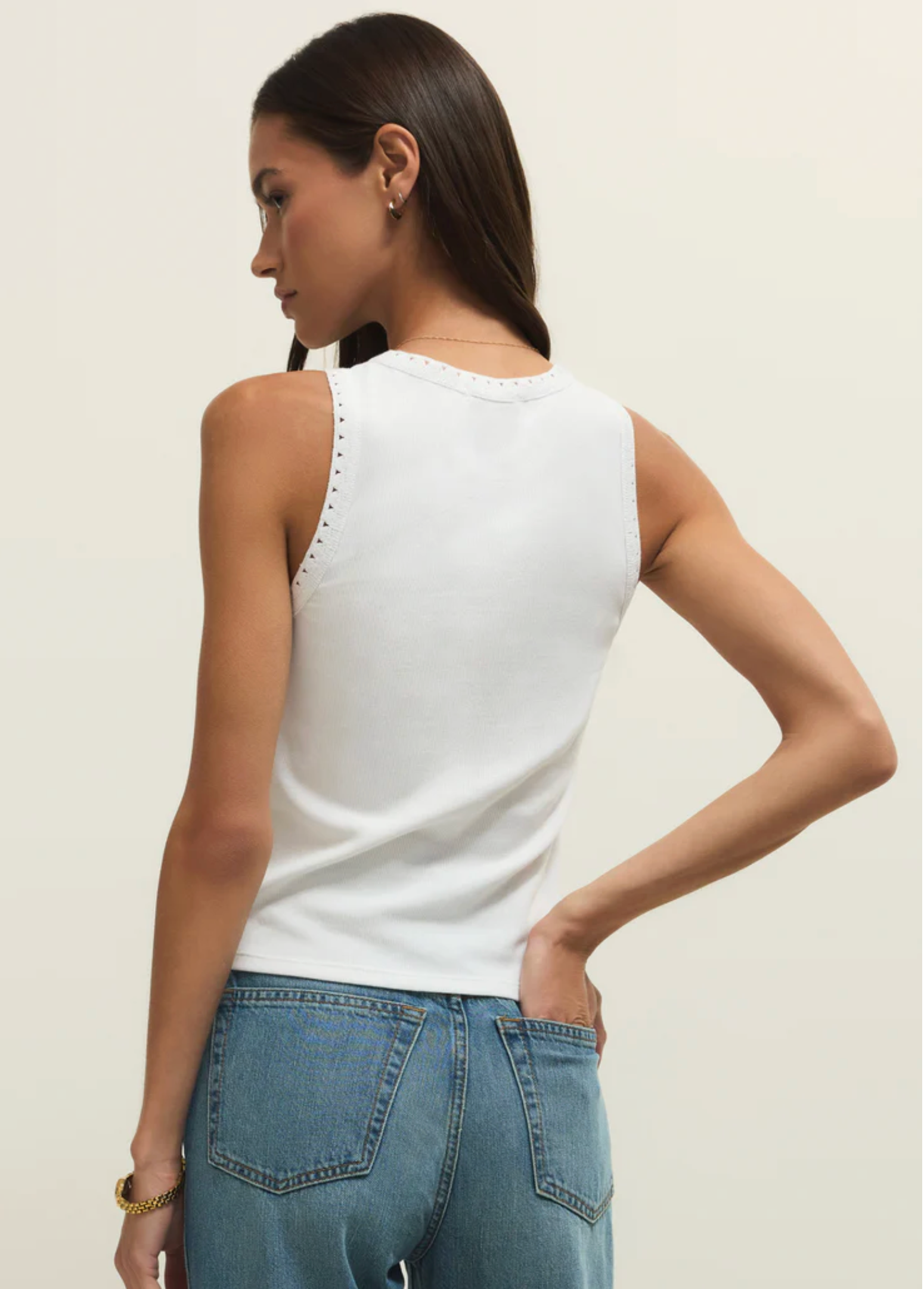 Clarke Rib Tank - White