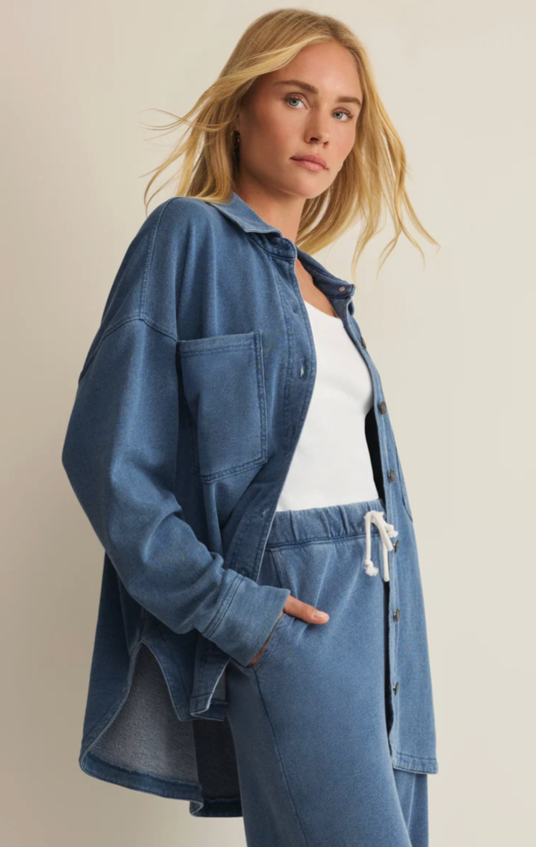 All Day Knit Denim Jacket - Calypso Blue Indigo