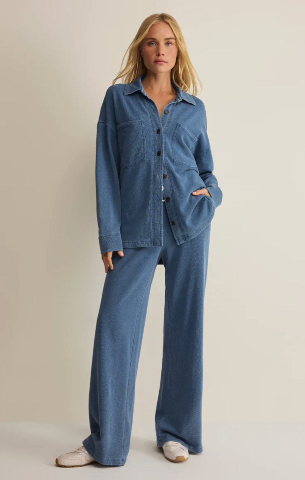 All Day Knit Denim Jacket - Calypso Blue Indigo
