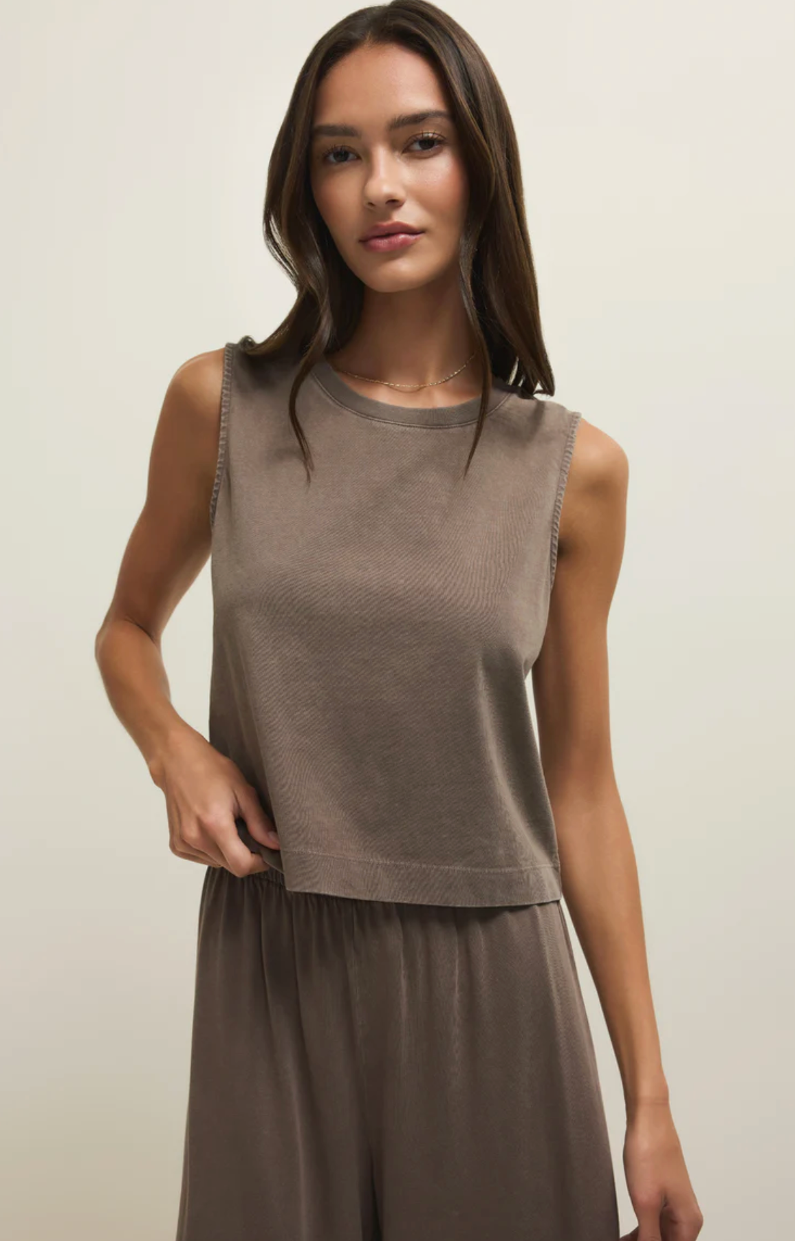 Sloane Jersey Muscle Tank - Perfectly Taupe