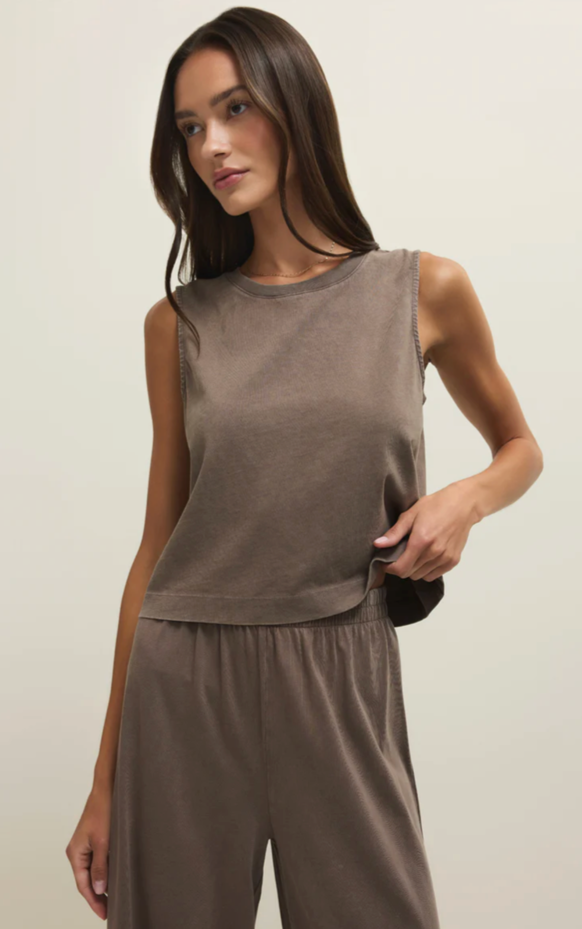 Sloane Jersey Muscle Tank - Perfectly Taupe