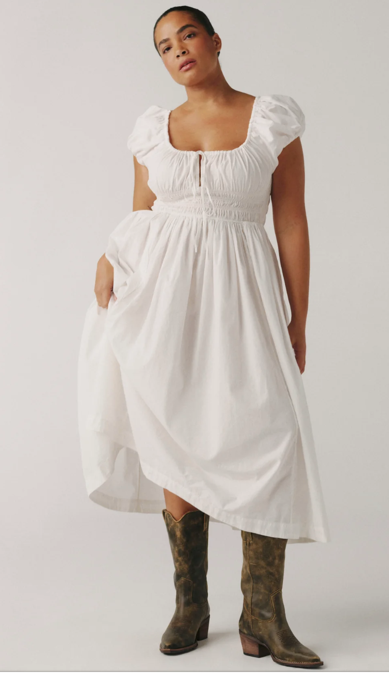 Big Sky Poplin Dress- Optic
