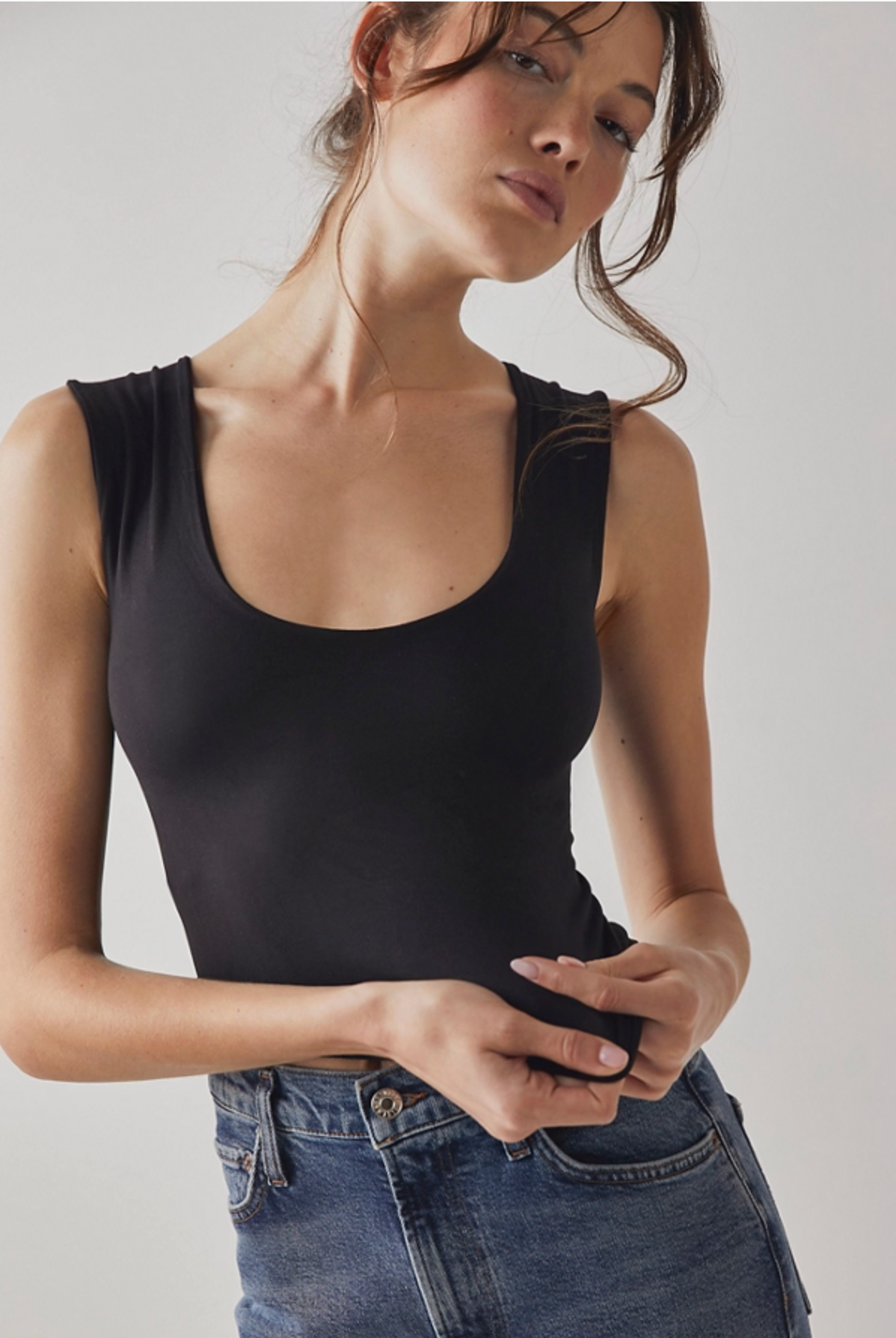 Clean Lines Muscle Cami- Black