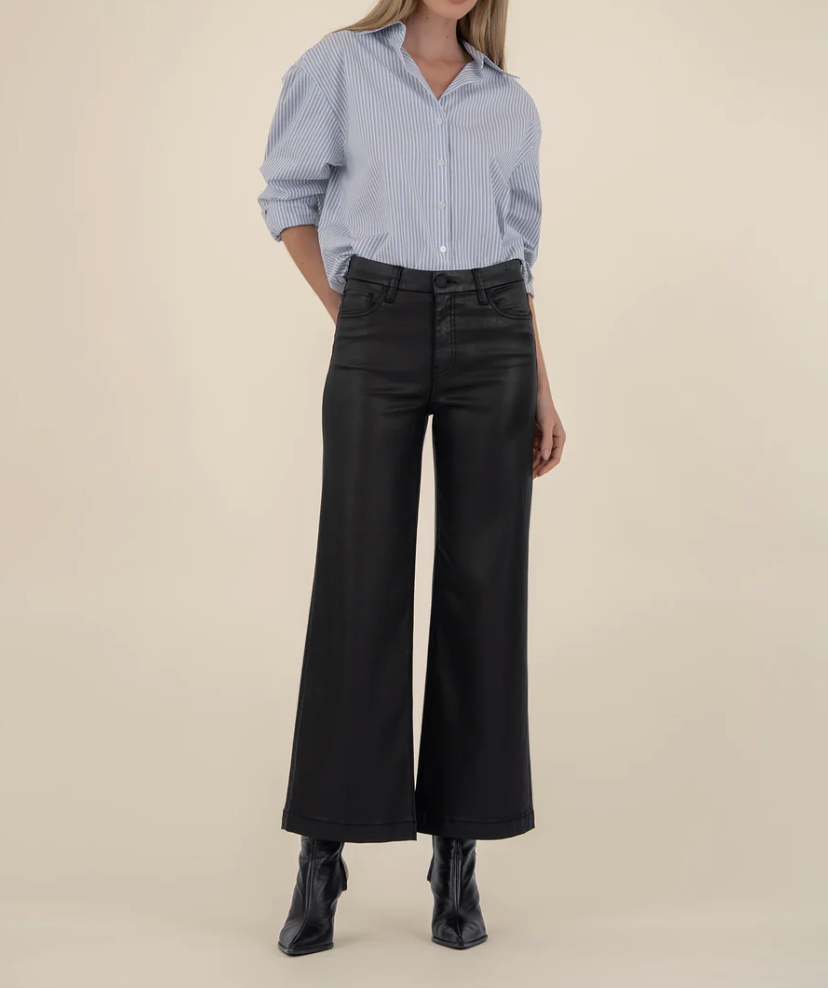 Meg High Rise Fab Ab Wide Leg - Coated Black