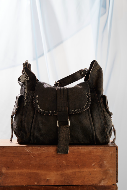 Wtf Leigh Distressed Hobo- Aged Graphite