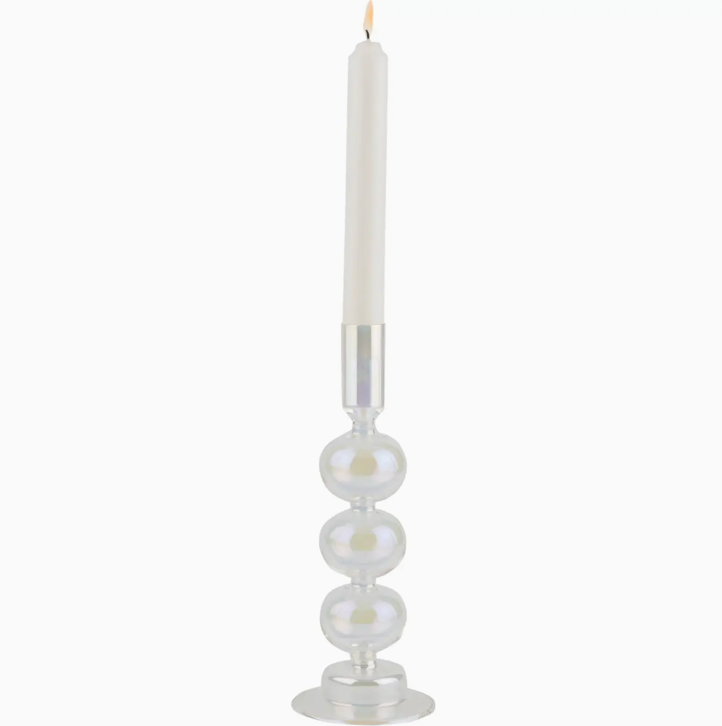 Clear Iridescent Candlestick- 10inch