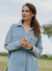 All Day Denim Knit Jacket - Ocean Air Indigo