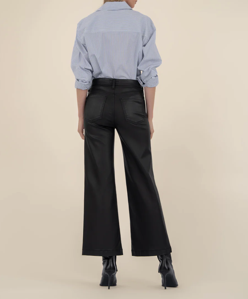 Meg High Rise Fab Ab Wide Leg - Coated Black