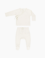 Wrap Top + Footed Pant Set || Ivory