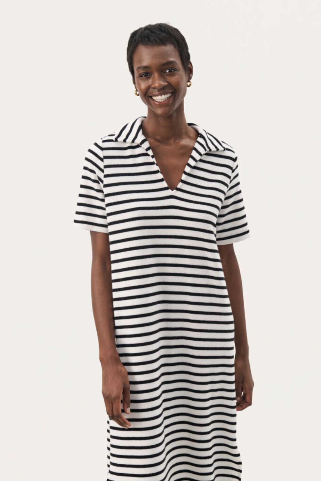 Ruma Terry Dress - Black & Eggnog