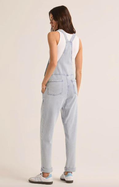 Knit Denim Overalls - Washed Indigo
