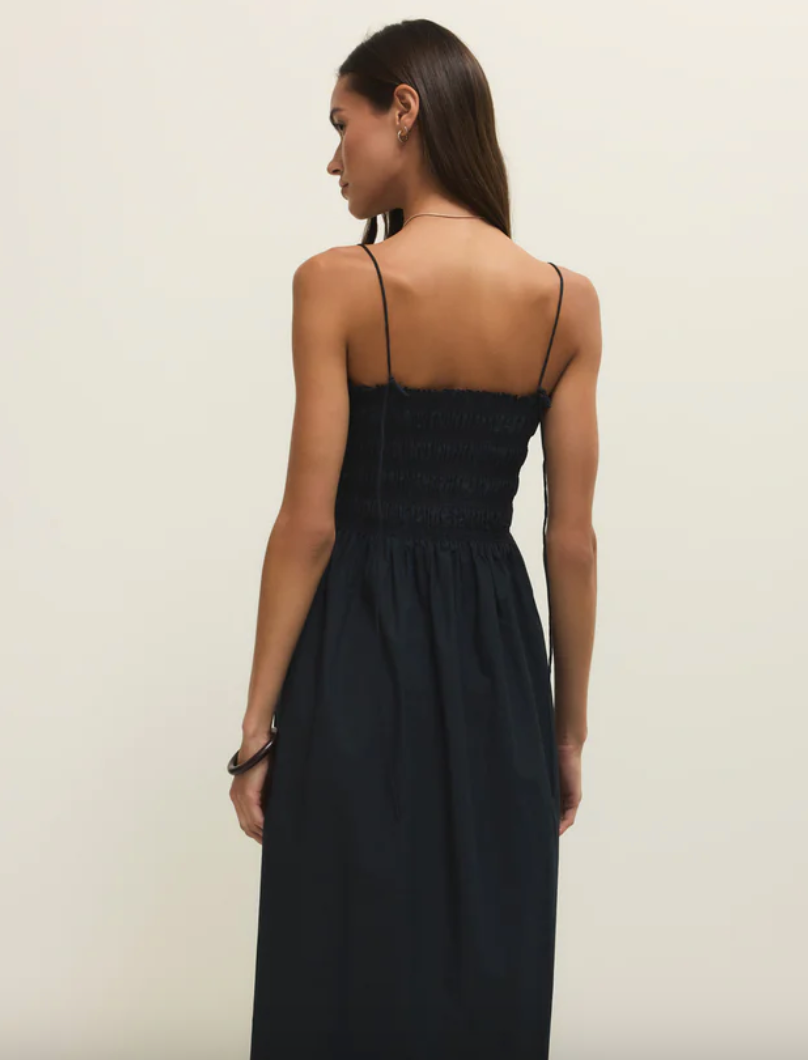 Corneila Poplin Midi Dress - Black