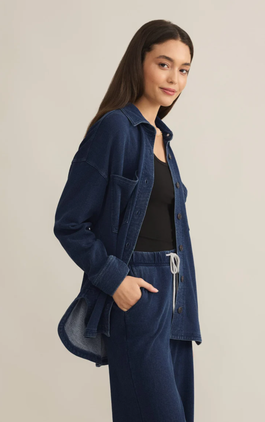 All Day Denim Knit Jacket - Indigo