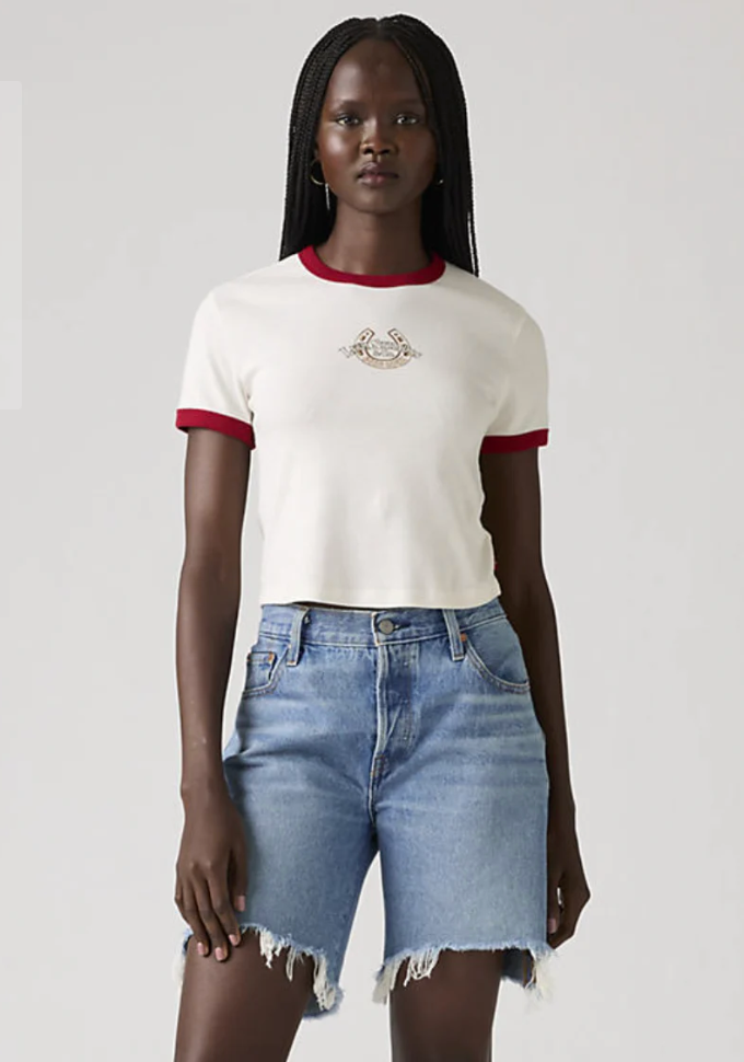 Graphic Mini Ringer Tee - Good Luck Horses