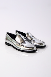 Blanket Stitch Loafer - Pale Pewter