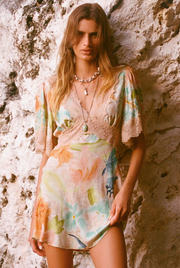 Painters Garden Mini Dress - Seafoam