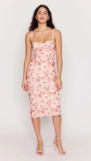 Camille Mesh Bustier Dress - Pink Floral