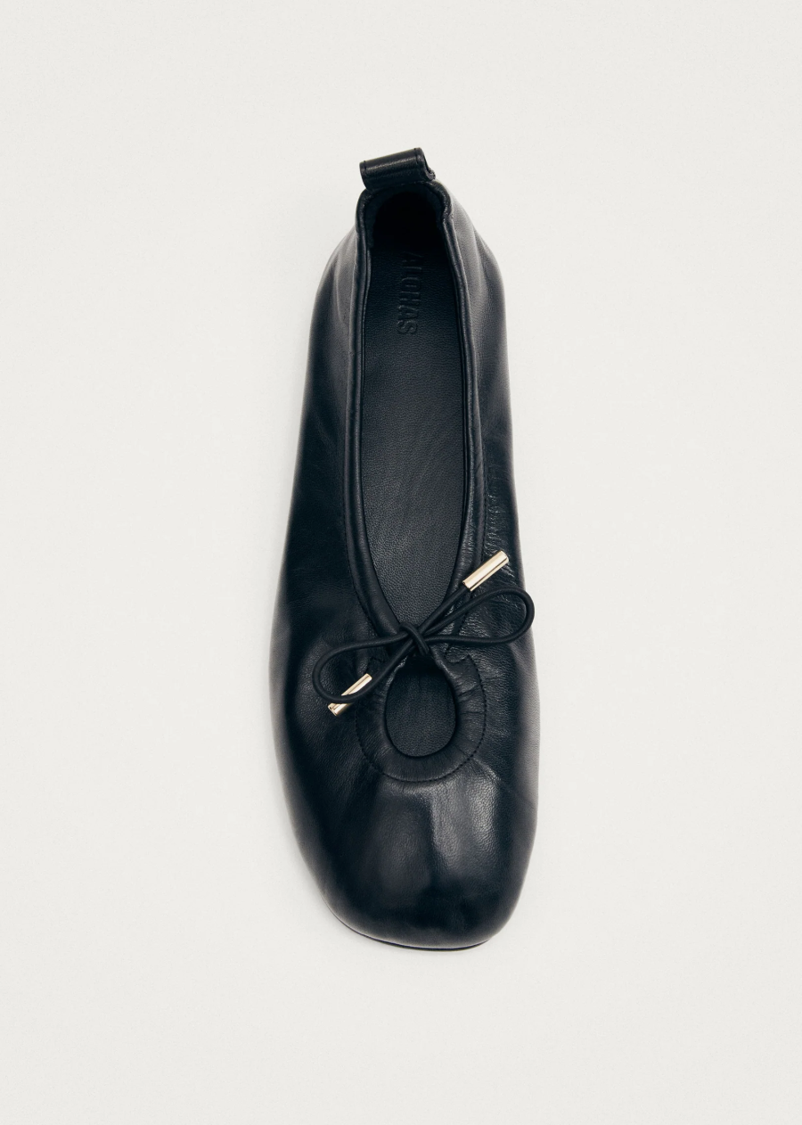 Rosalind Black Leather Ballet Flats