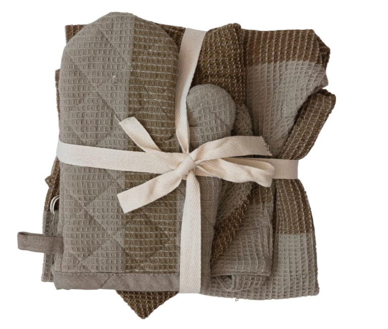 Kids Apron Set - Beige/Grey
