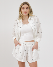 Poplin Shorts - Cream W/ Dots
