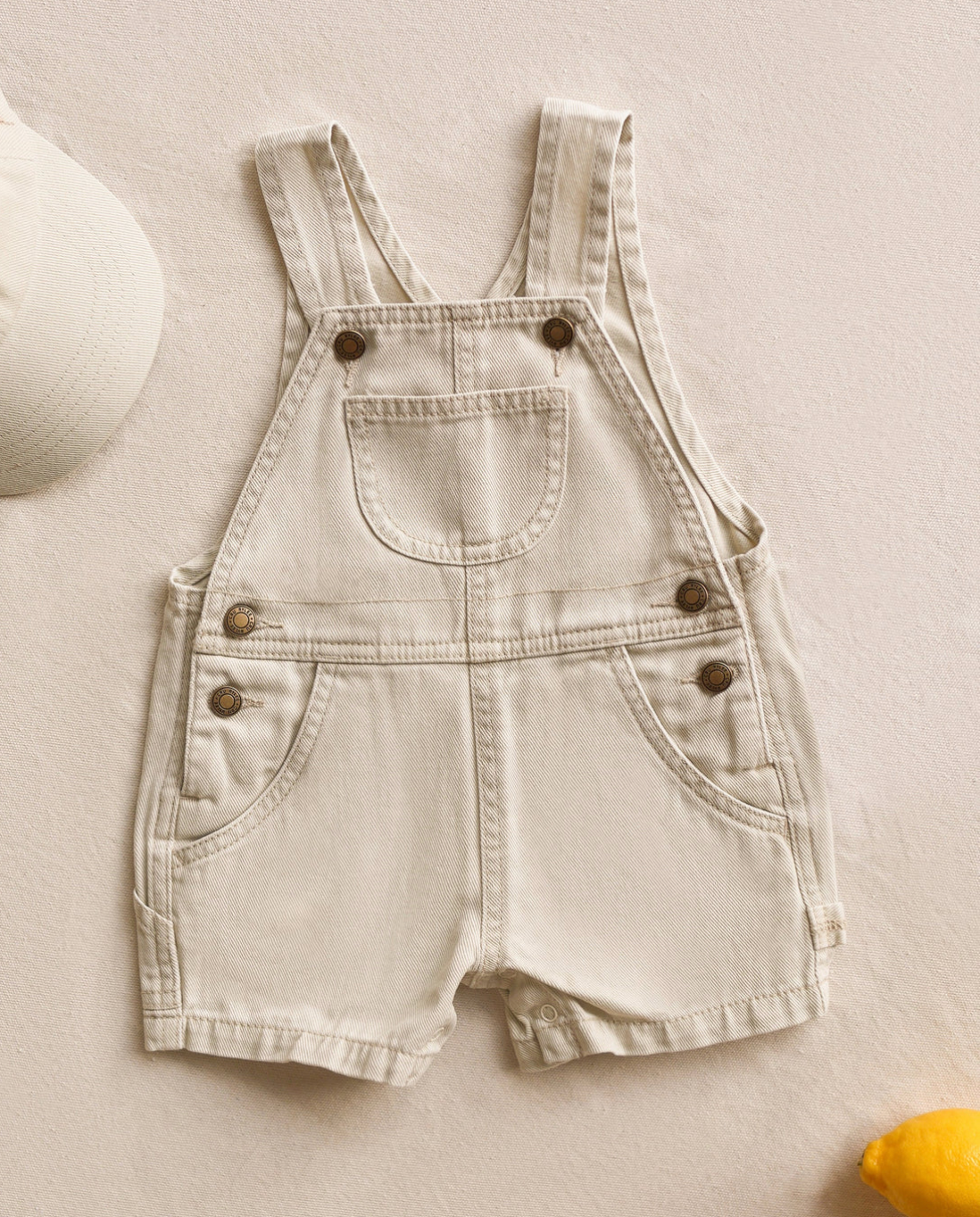 Denim Shortalls - Stone