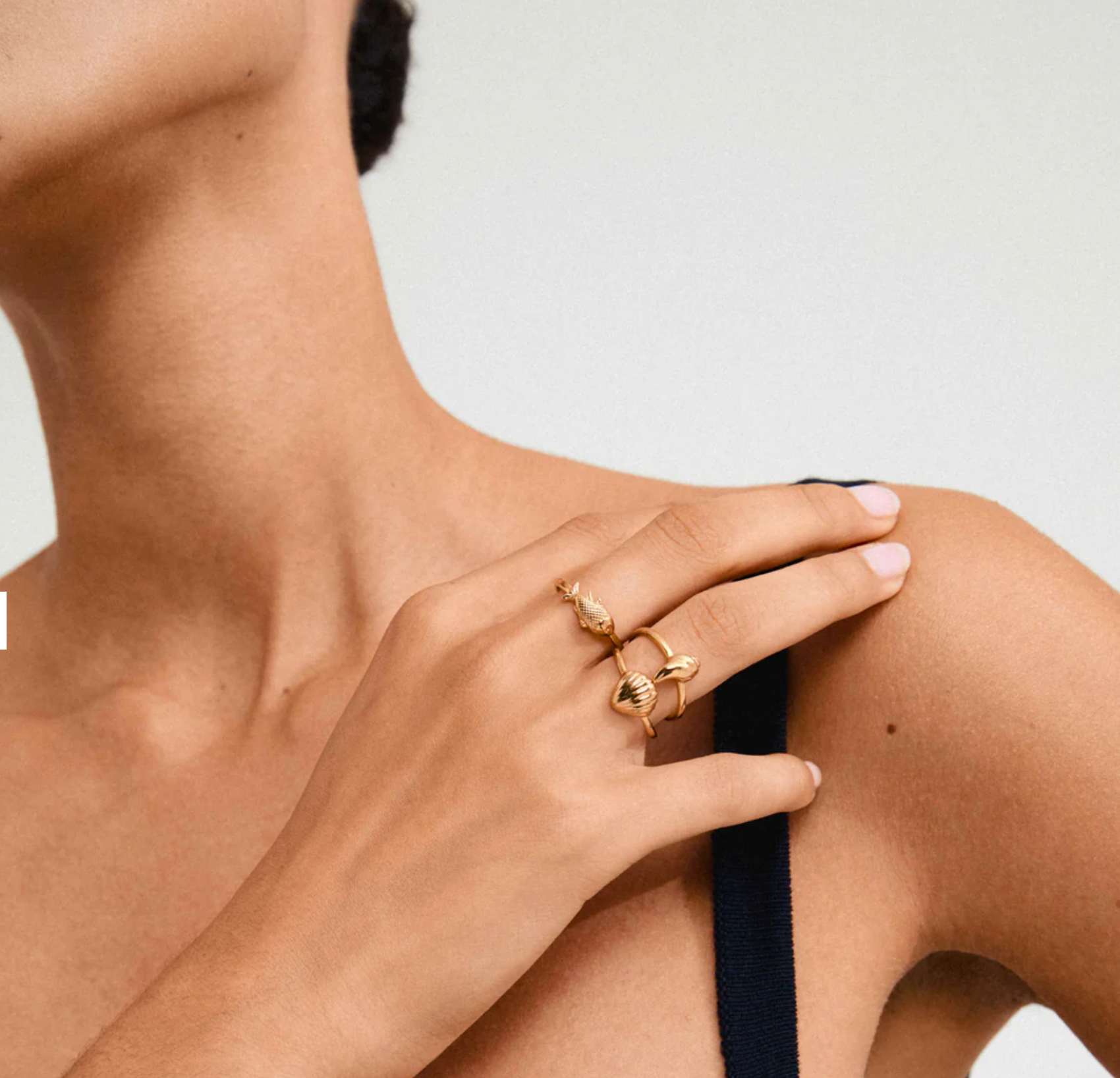 Breeze Seashell 3-in-1 Ring Set Gold