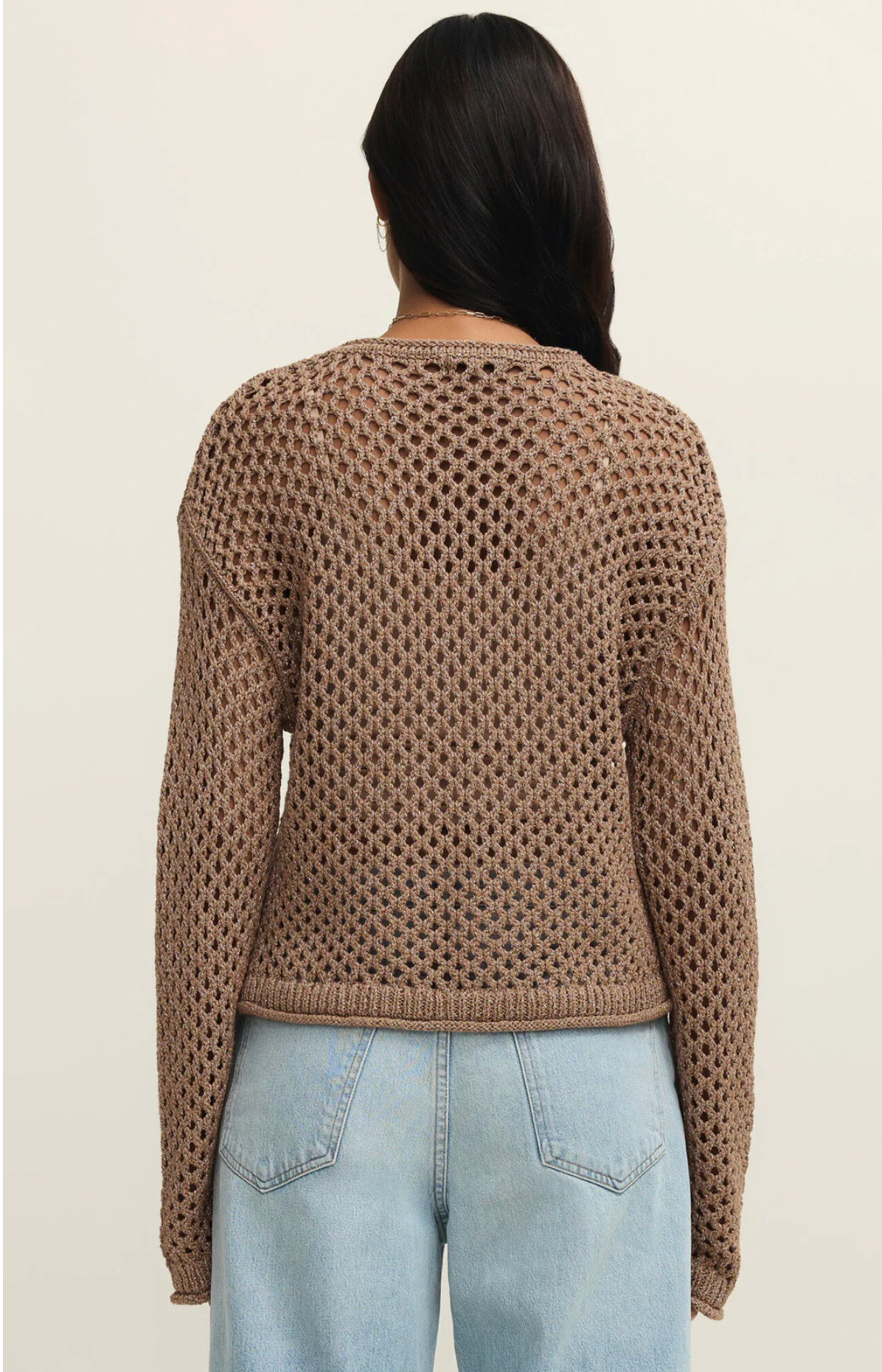 Cala Shimmer Crochet Sweater - Campfire