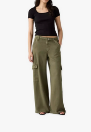 Baggy Dad Cargo Drapey- Ivy Green