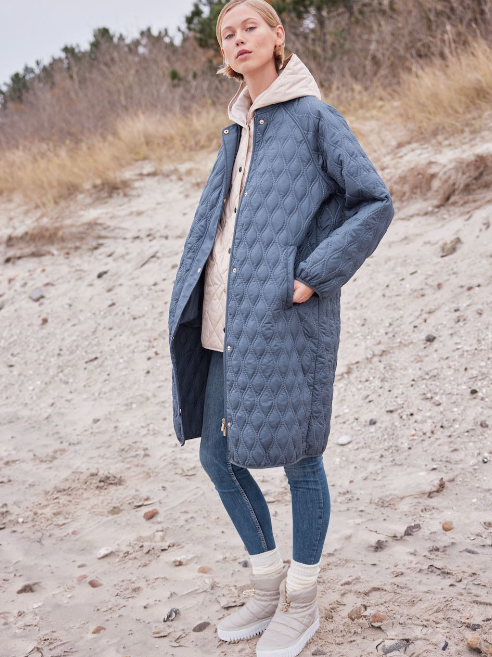 Long Quilt Jacket - Ombre Blue