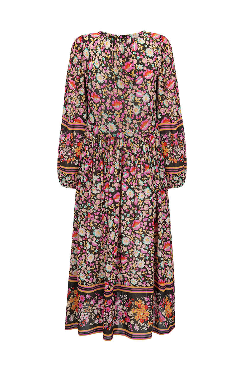 Impala Lily Boho Midi Dress - Night Blossom