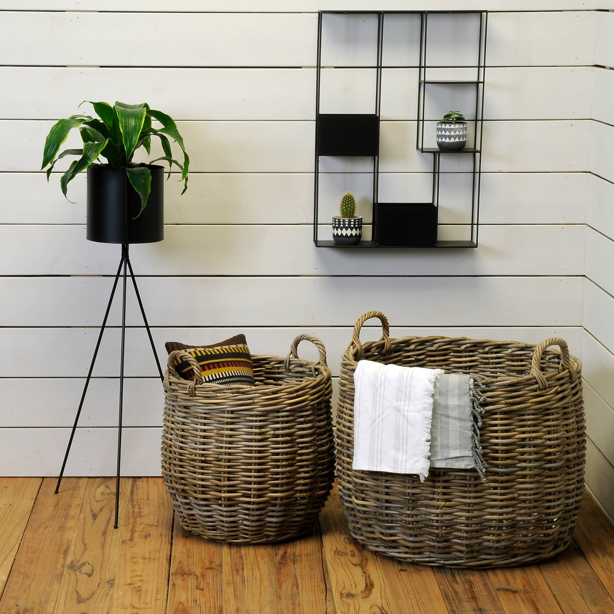 Round Rattan Basket - two sizes