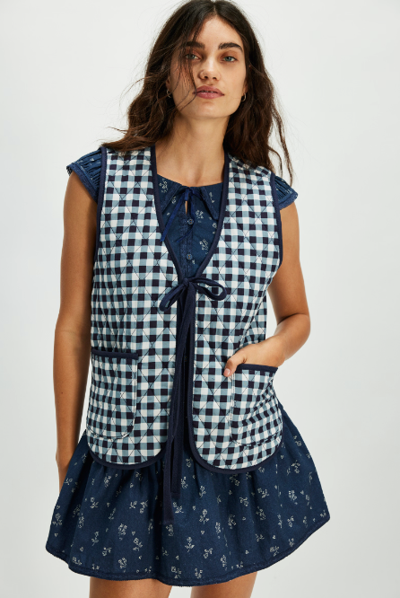 Claudine Vest - Navy Gingham