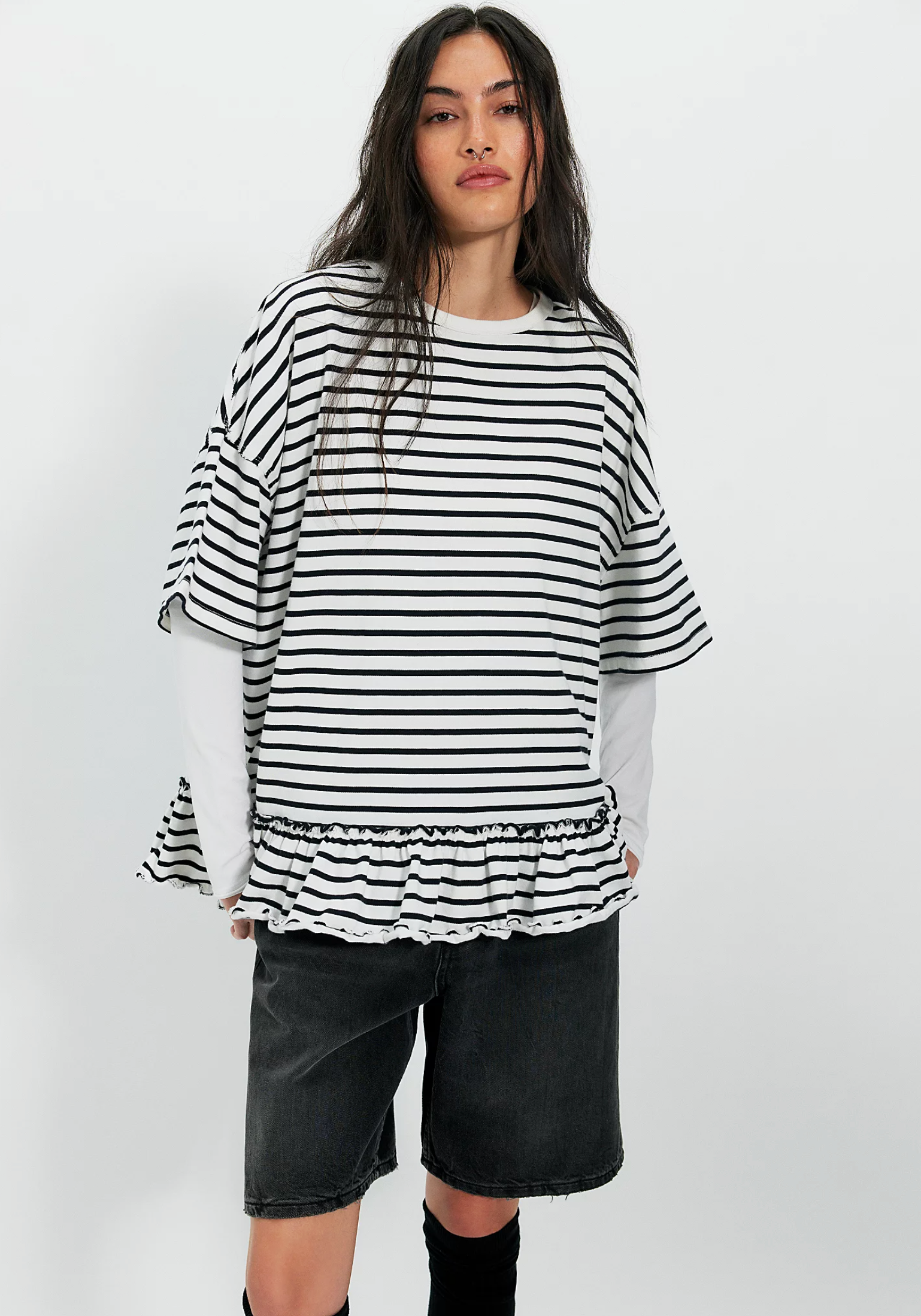 Why Yes Striped Tee - Black and White Combo
