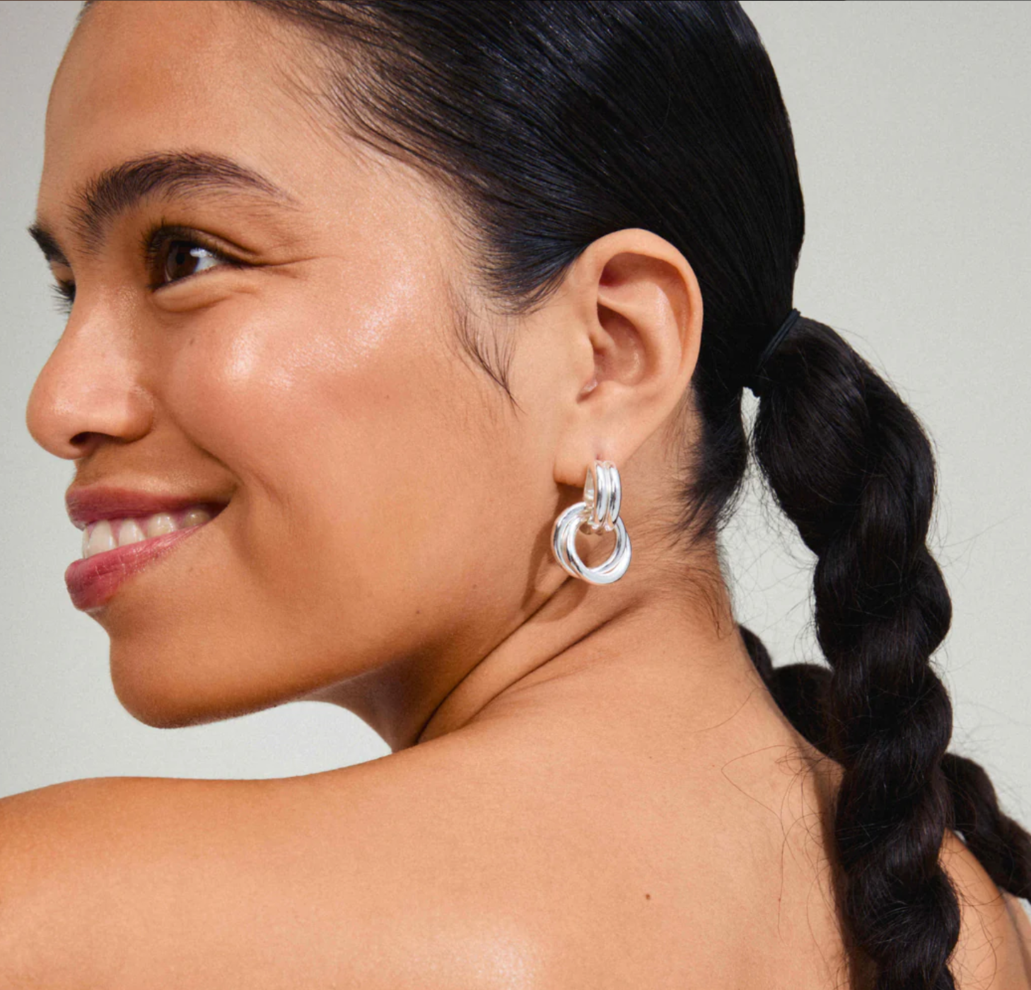 Agni Knot Hoop Earrings - Silver