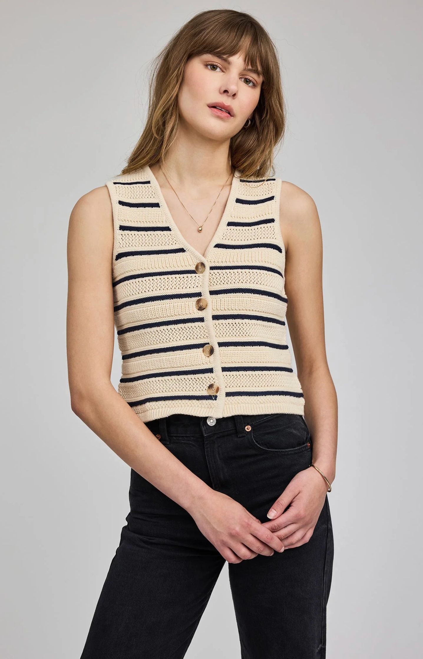 Mariana Vest - Navy Stripe