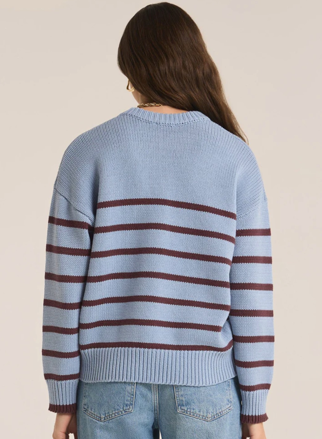 Milan Stripe Sweater - Light Denim