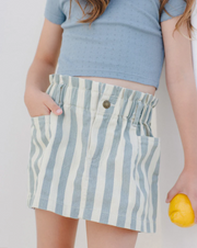 Denim Mini Skirt - Ocean Stripe