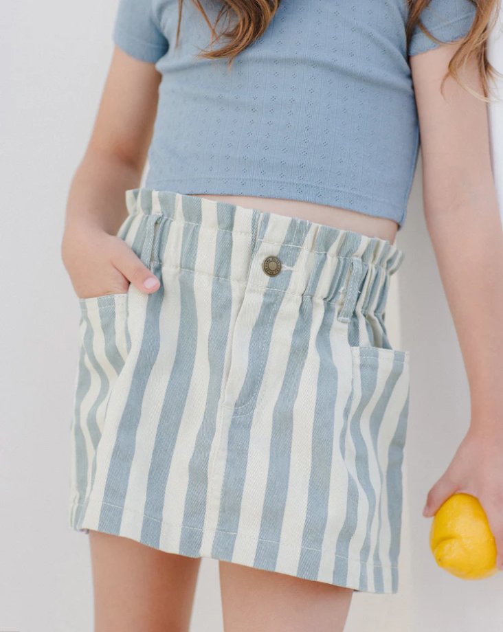 Denim Mini Skirt - Ocean Stripe
