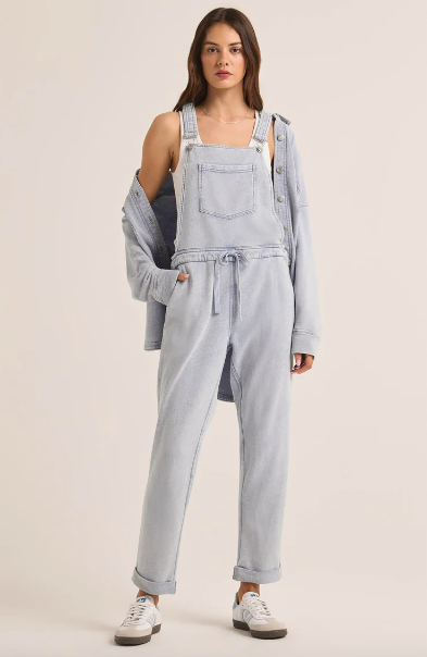 Knit Denim Overalls - Washed Indigo