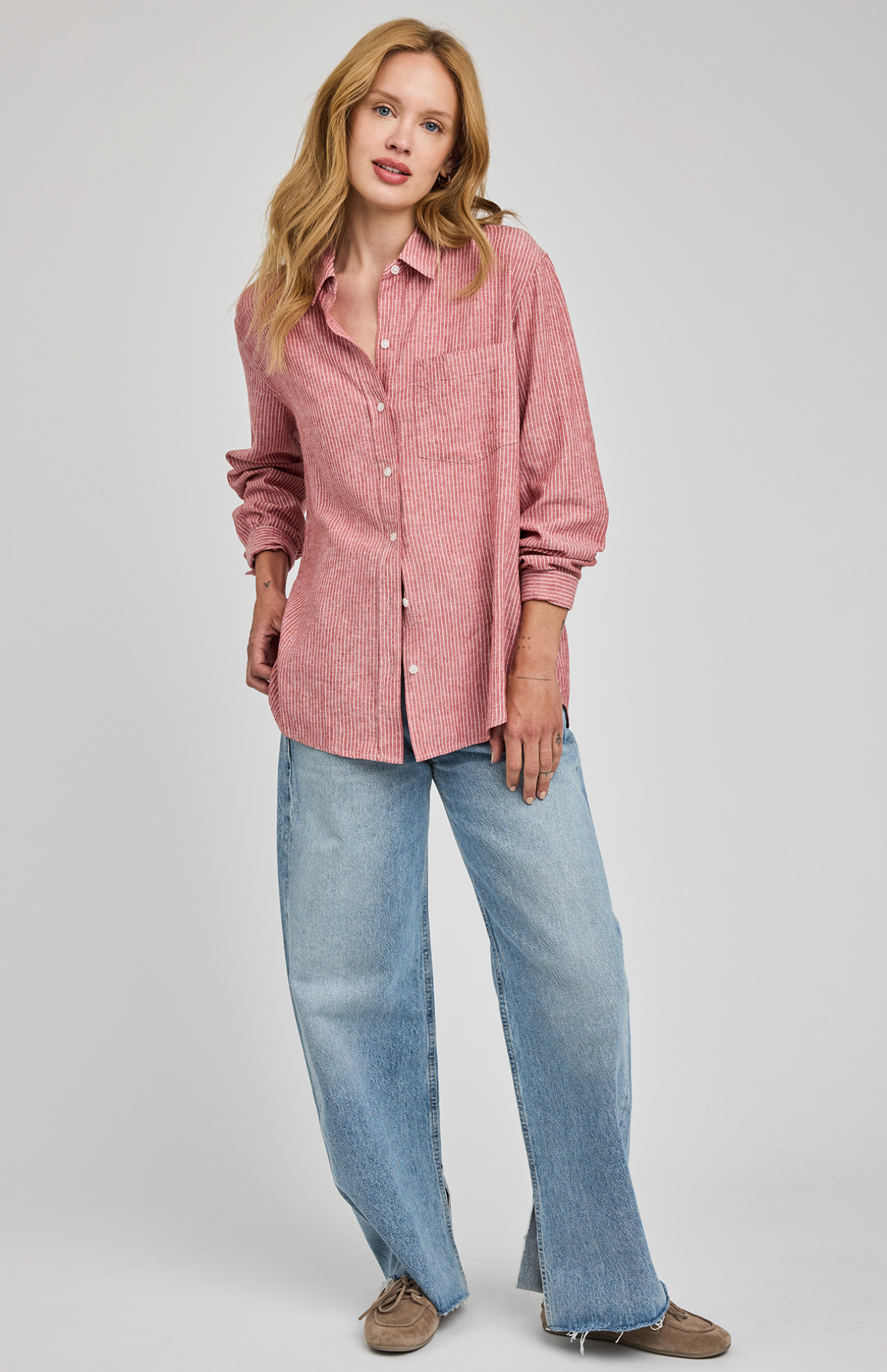 Dominique Shirt - Garnet Stripe