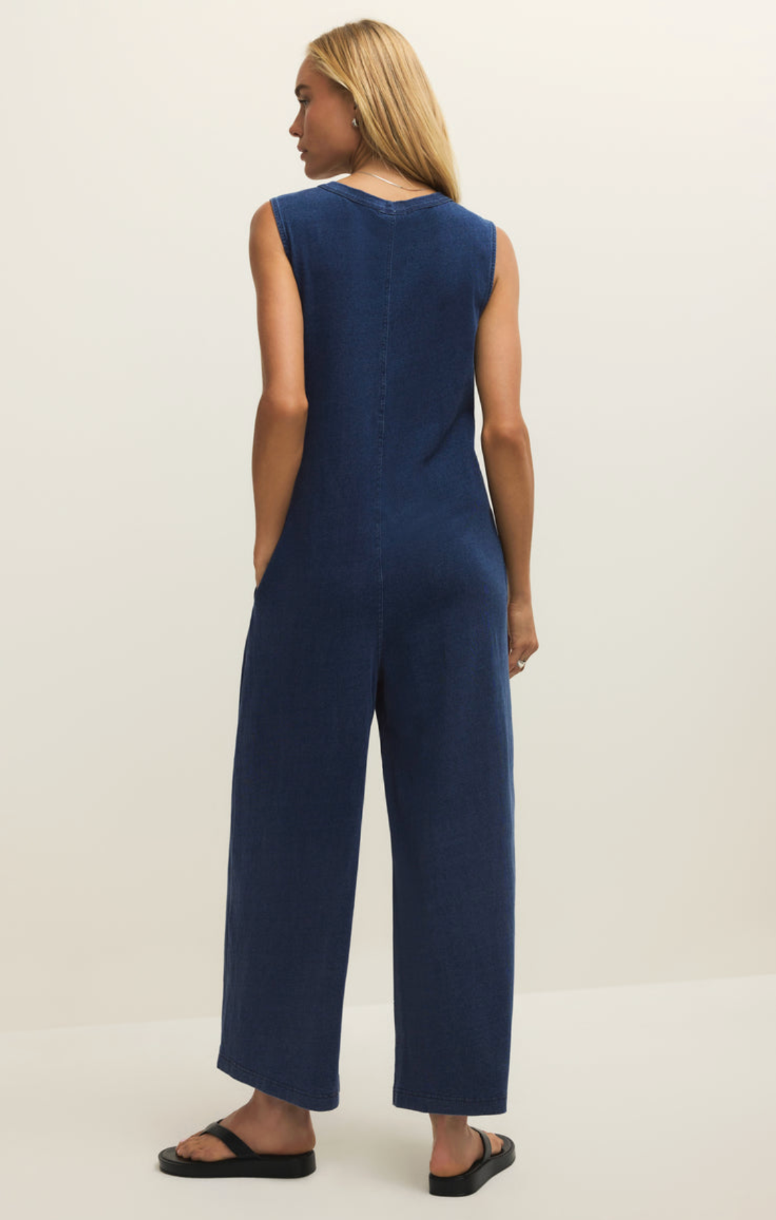 Fiona Jersey Denim Jumpsuit - Indigo