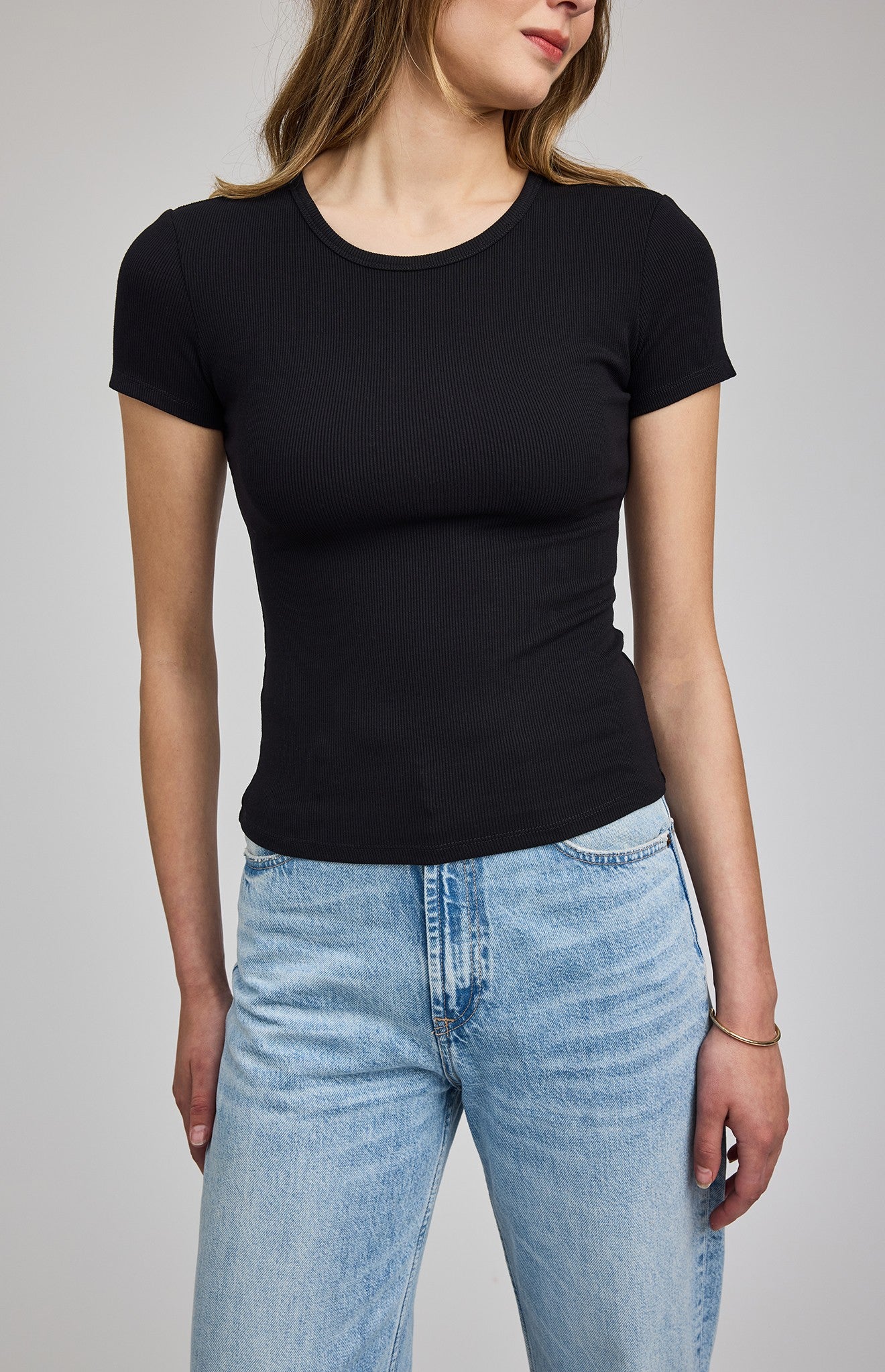 Reagan Ribbed Tee - Black