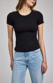 Reagan Ribbed Tee - Black