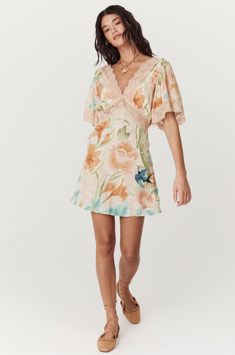 Painters Garden Mini Dress - Seafoam
