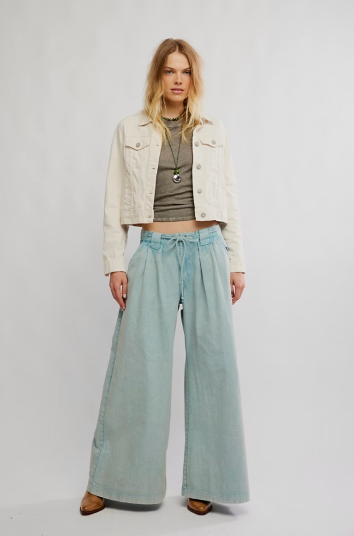 Julien Wide Leg Chino - Pearl Blue