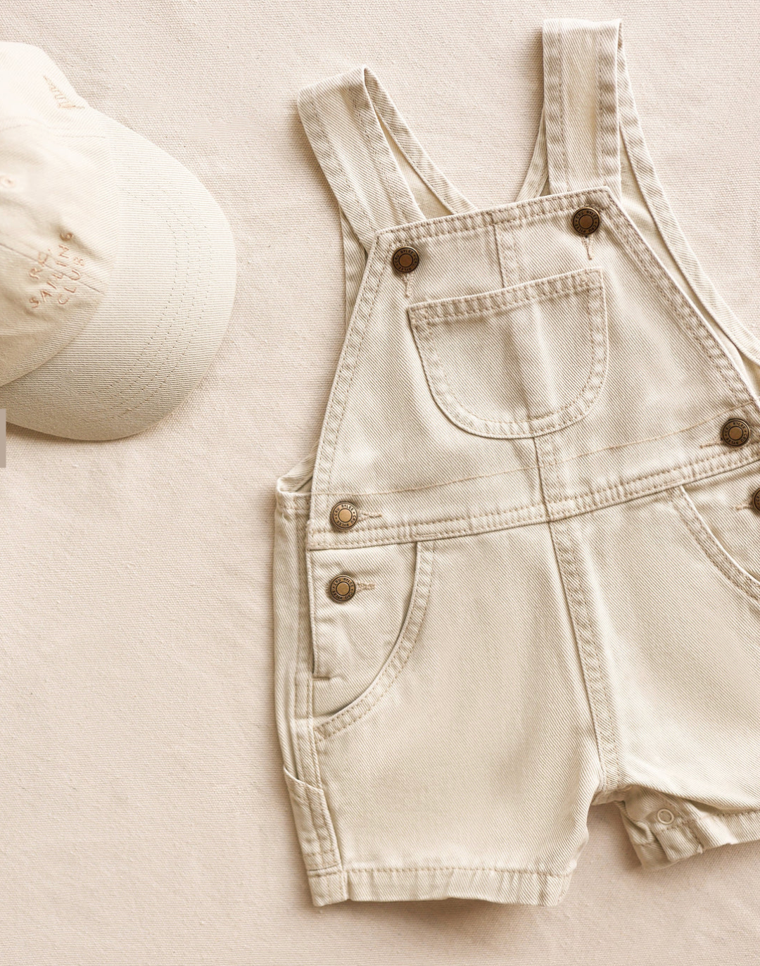 Denim Shortalls - Stone