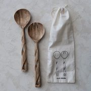Twisted Mango Wood Salad Tongs